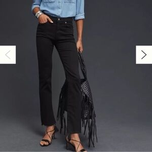 Anthropologie Edwin Bree Straight Black High Waisted Raw Hem Jeans Womens Sz 27